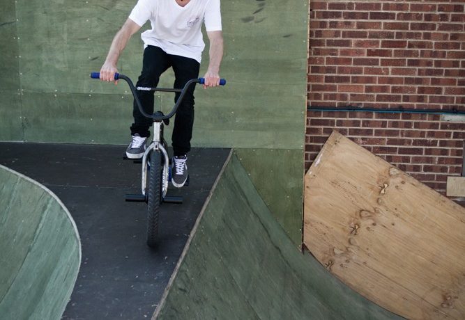 If you’re starting from the deck, you need to make the most of the speed you can get from pedalling before dropping in. As you progress, you’ll realise that you can drop in at high speeds and therefore air or jump higher on another ramp.